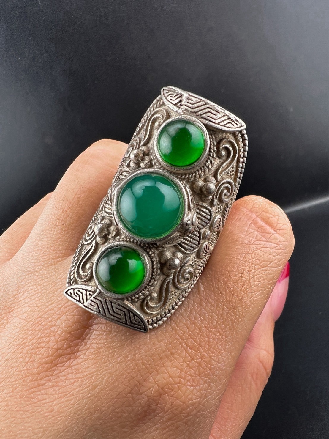 Rare Vintage Solid Silver RING WITH NATURAL stone
