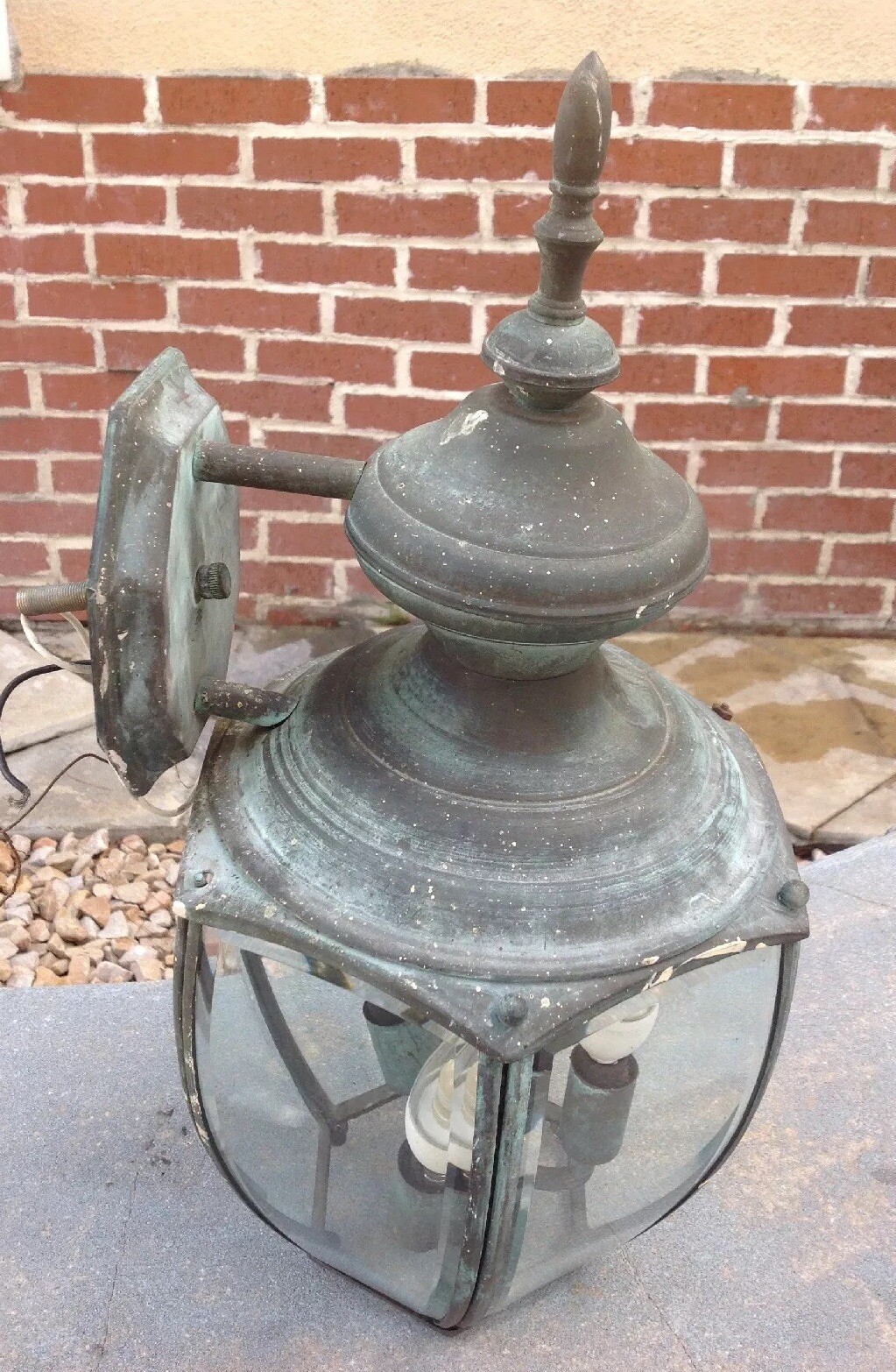 Vintage RARE Porch Light Outdoor Flush Mount Weathered Green Patina