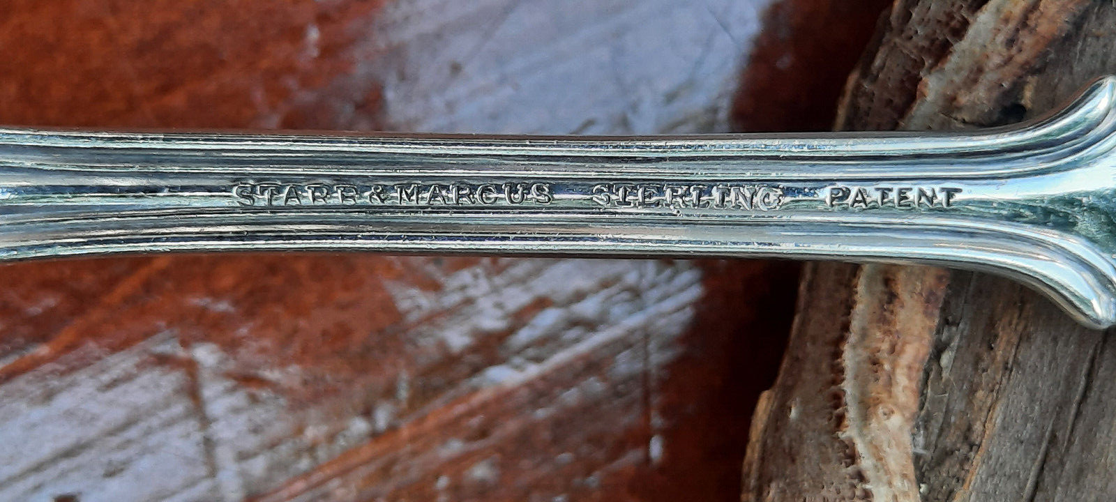 Sterling Silver Wendt Ribbon Pattern Jam or Pudding Spoon w Goldwashed Blade