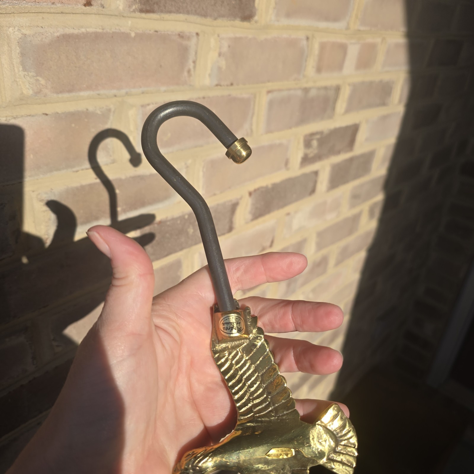 Vintage Solid Brass Eagle Damper Fireplace Hook Andrea Sadek NOS