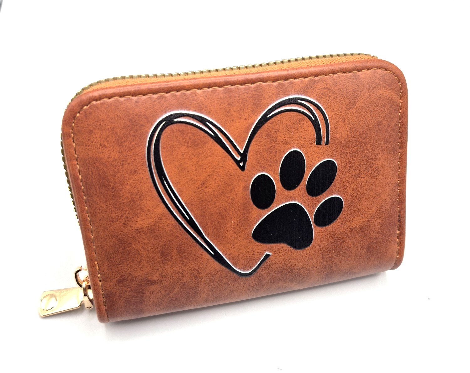 Paw Print – Small Wallet – Card Holder – Brown