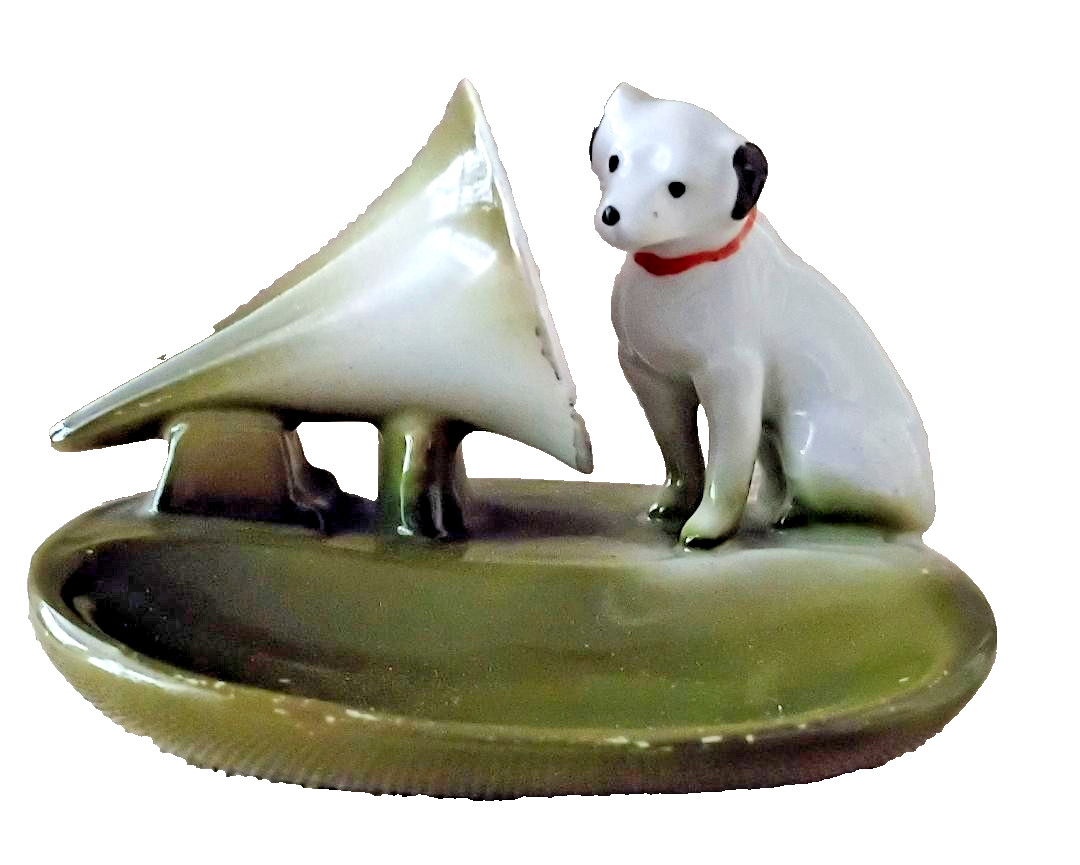 ANTIQUE PRE-1921 NIPPON POECELAIN RCA VICTOR NIPPER DOG GRAMAPHONE ASHTRAY/DISH