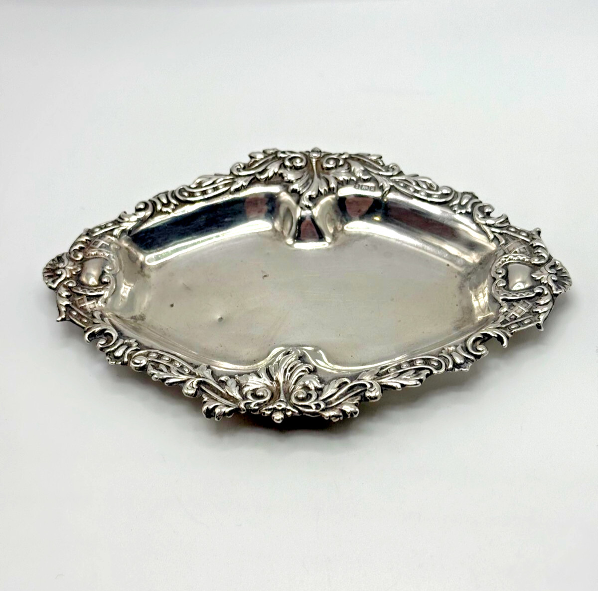 Antique 1900 Sterling Silver Rococo Pin Dish by Henry Williamson Birmingham