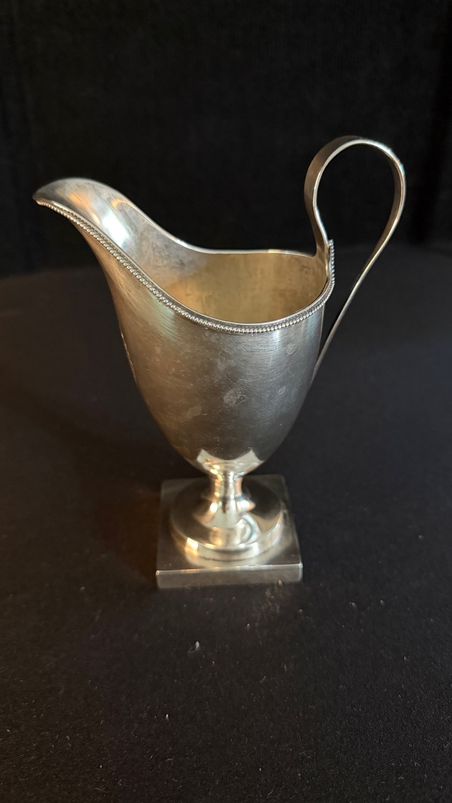 American 18th Century Coin Silver Helmet Cream Jug Circa 1786