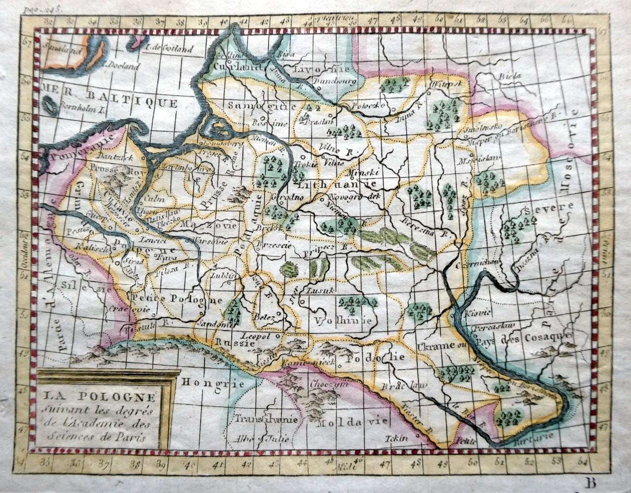 POLAND LITHUANIA BY CLAUDE BUFFIER c1774 ORIGINAL ANTIQUE ENGRAVED MAP