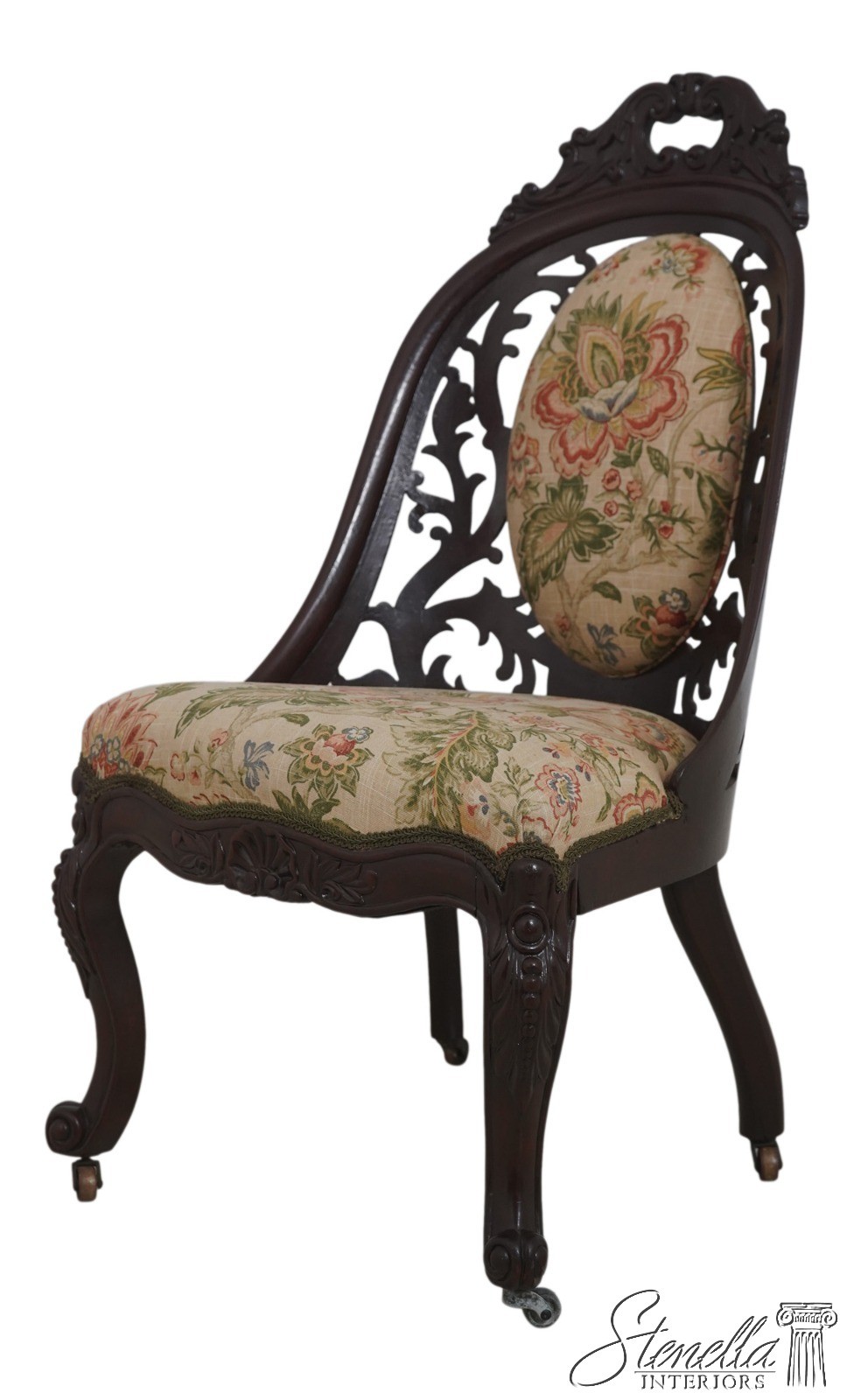 F71861: Antique Victorian Belter Walnut Small Scale Accent Chair