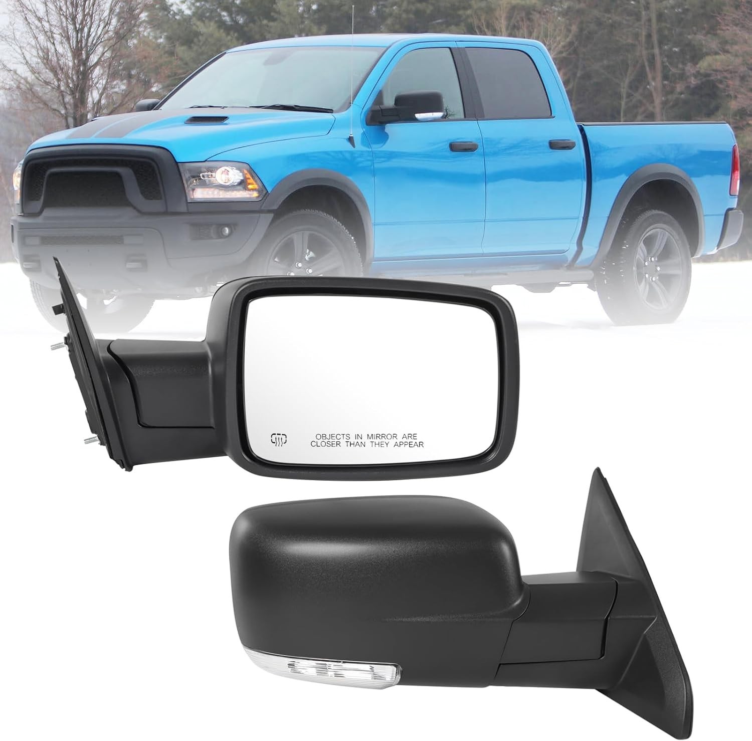 Right Passenger Side Door Mirror Compatible with 2009-2018 Ram 1500 2010-2018 Ra
