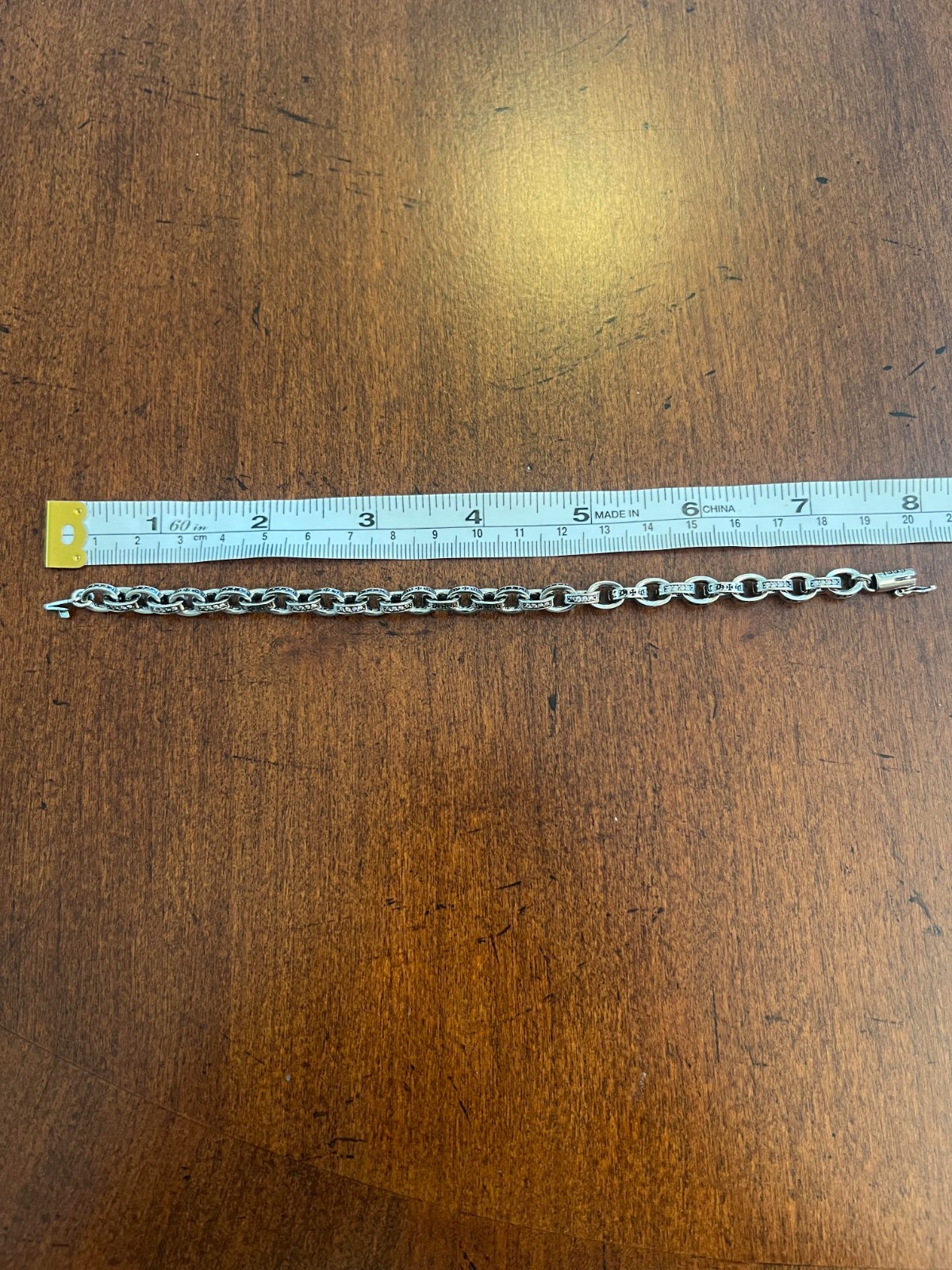 Chrome Hearts Engraved CH 925 Silver Chain Link Bracelet Clasp Insert