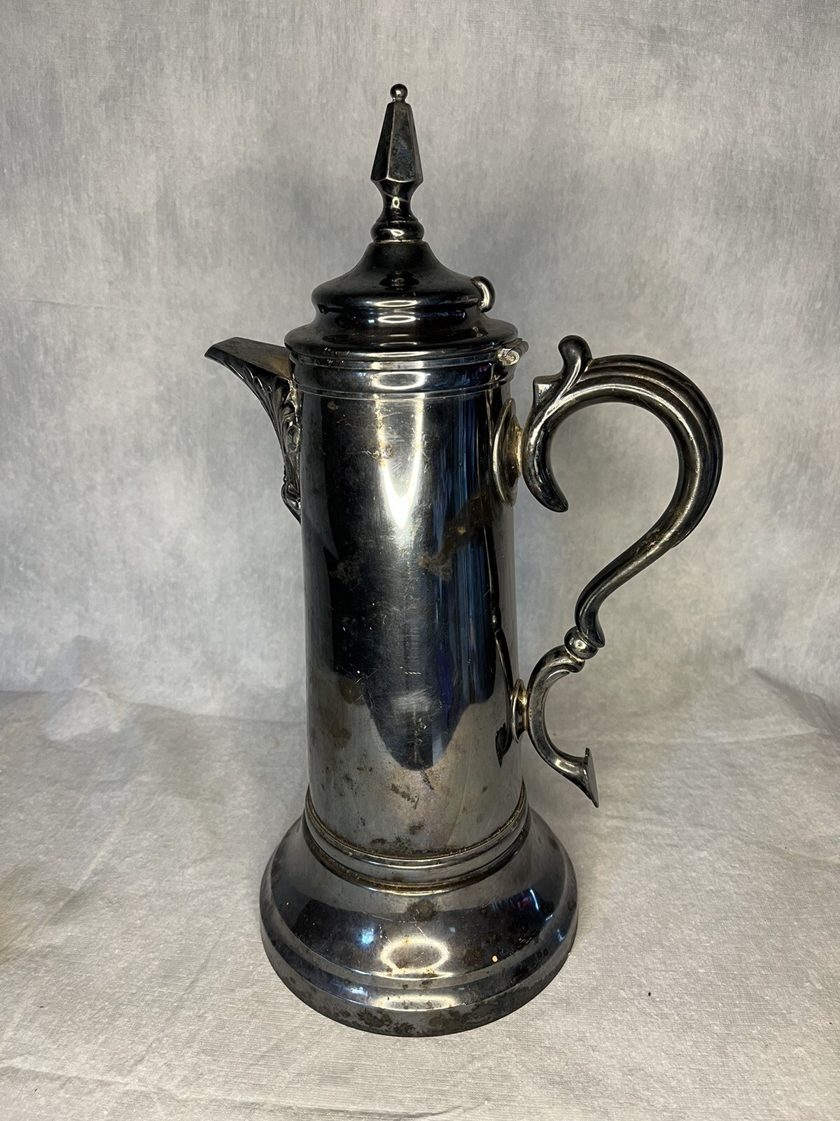 Antique Van Bergh Company Water Stein Pitcher #4100 Silver Plate 17 Inches Tall