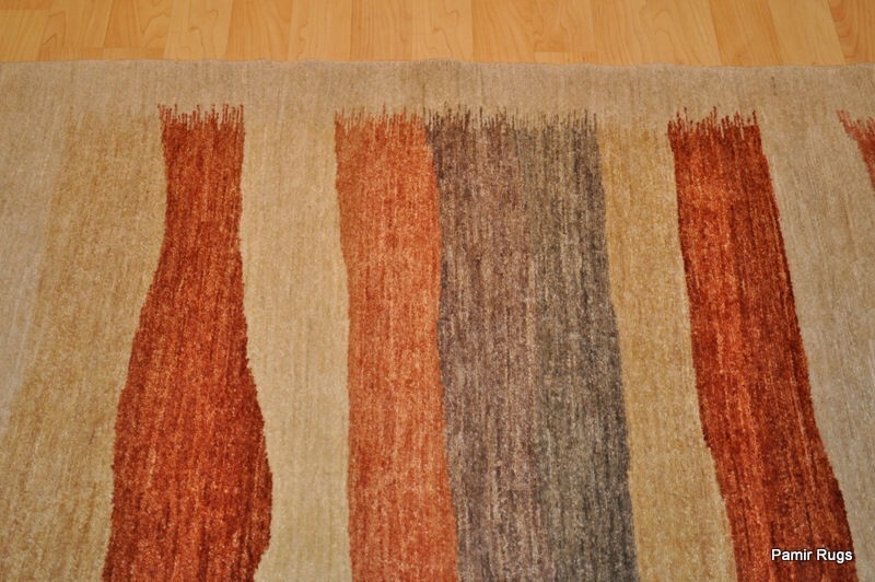 ON SALE TOP QUALITY 4×6 vegetable dyed RUG Gabbeh LIGHT GRAY, RUST, GREEN,