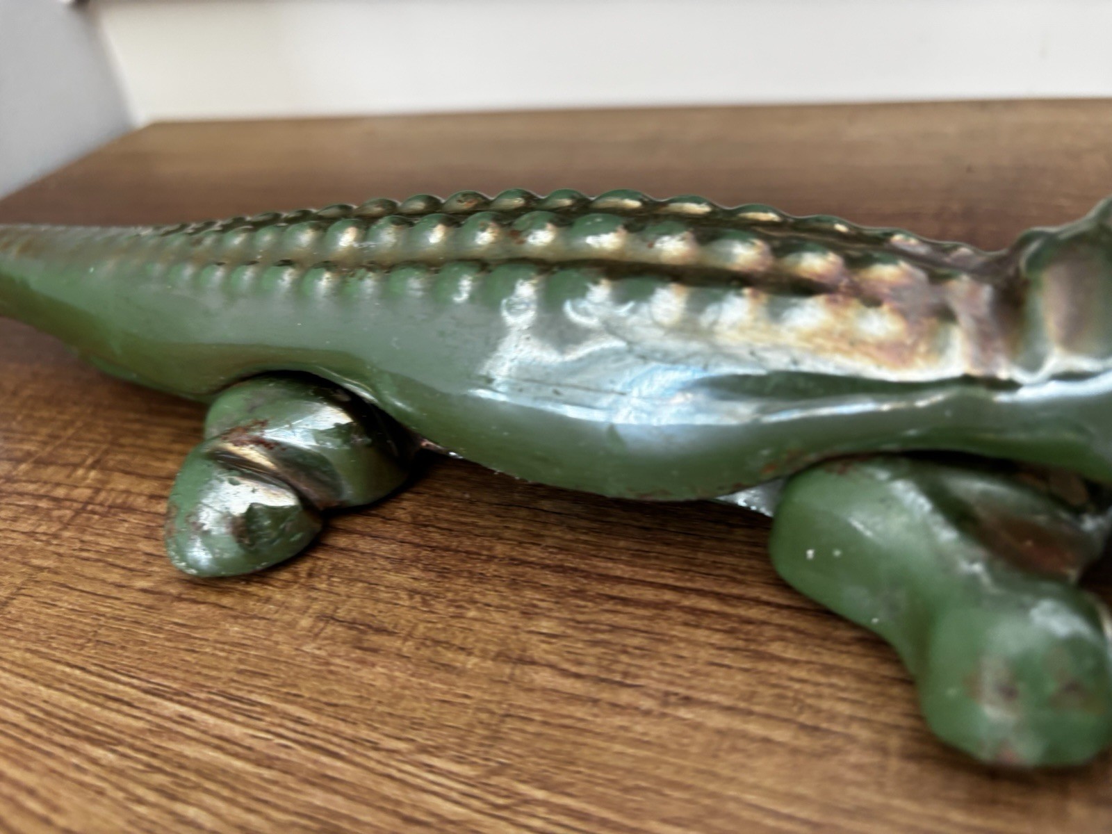 Antique Alligator Nutcracker RARE IRIDESCENT GREEN ENAMEL 1920 Large size 35cm