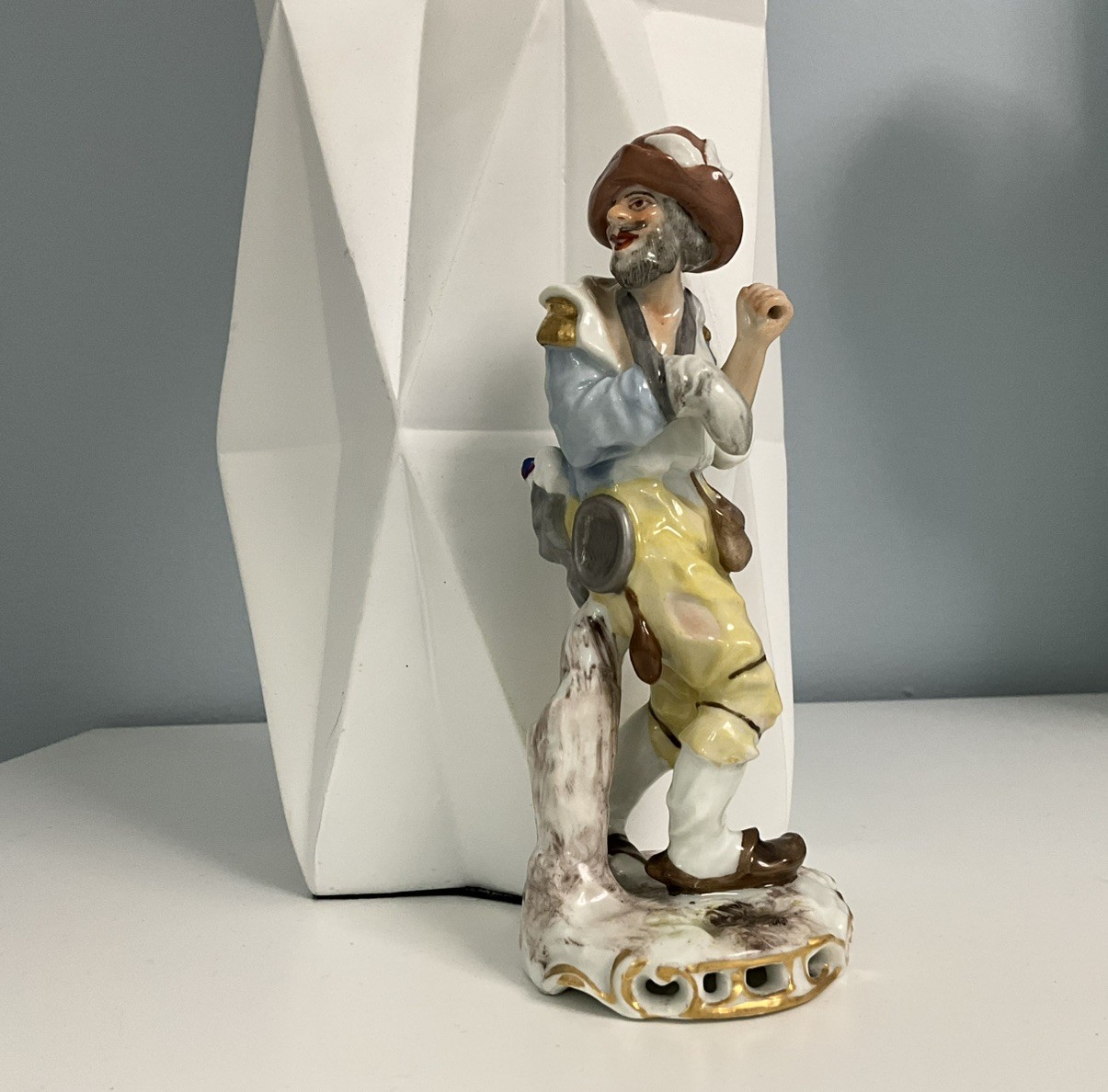 Antique Figurine Edme Samson Hobo, 18th -19th Century 1885-1920 /golden anchor/
