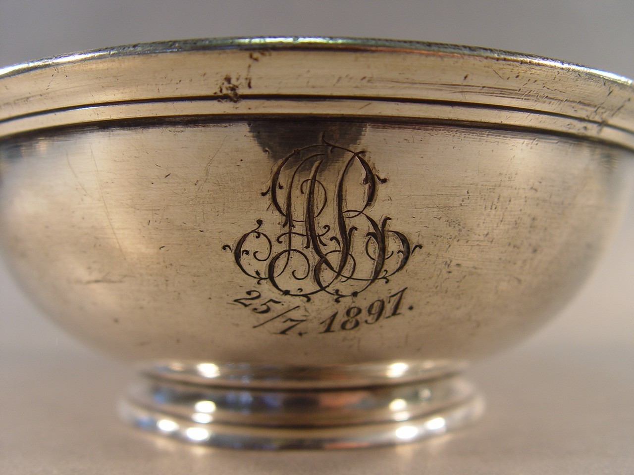152029 Silver-Plated Gift Bowl Engraving “AR/AB 25 / 7.1897” Gerhardi 1580
