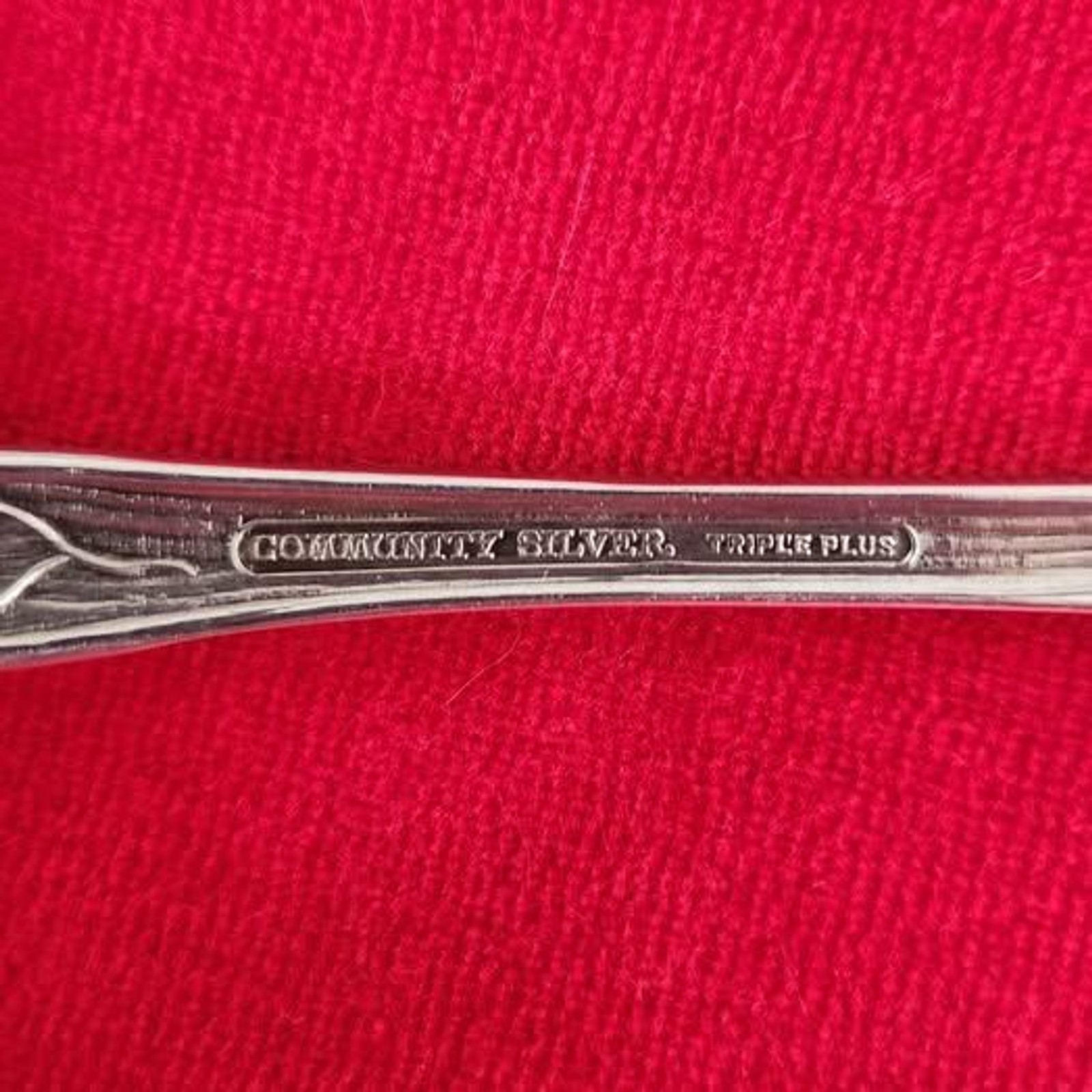 Antique Community Silver Triple Plus Meat Fork “Flower De Luce”
