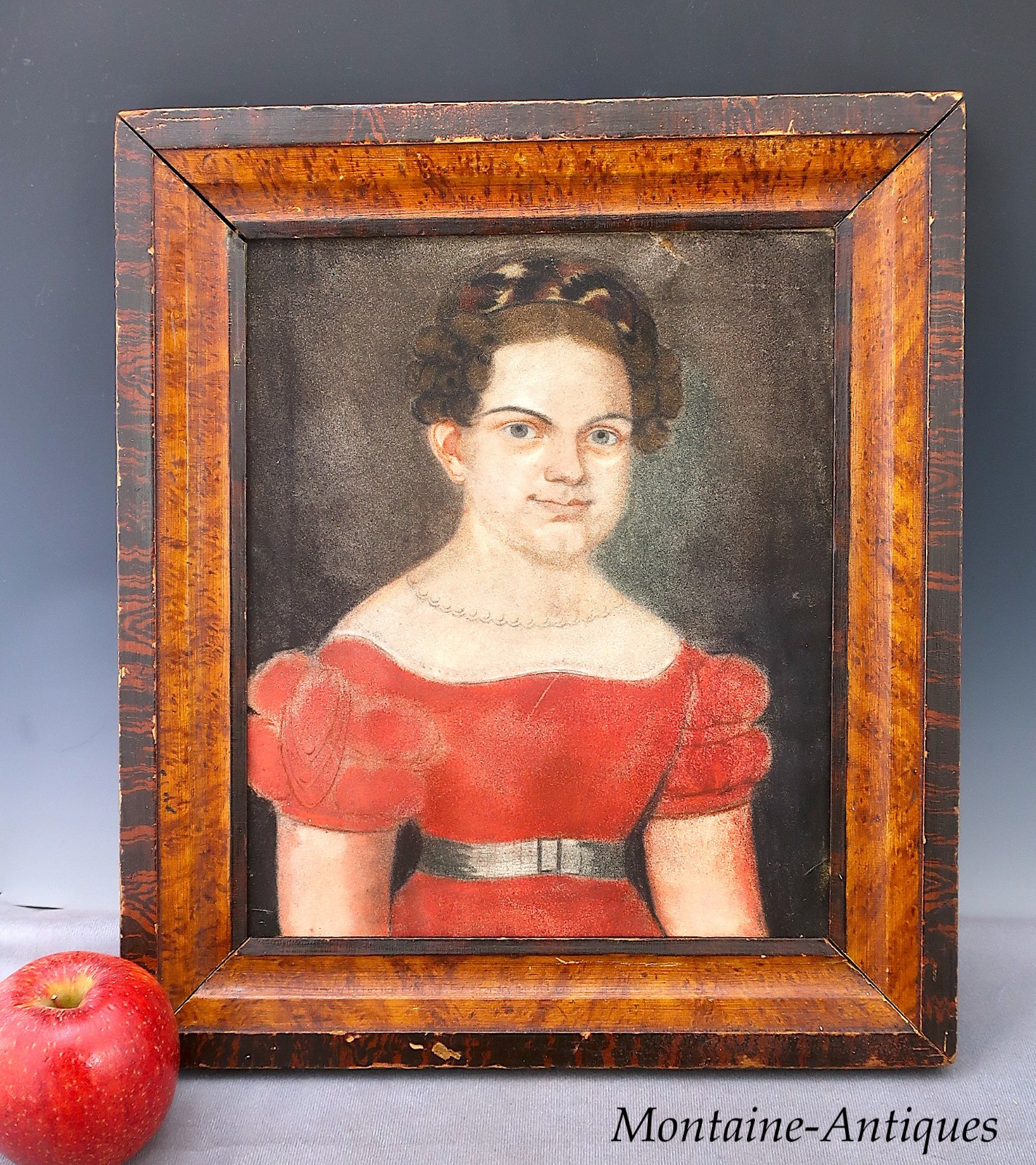 Folk Art Pastel Portrait 19th cent