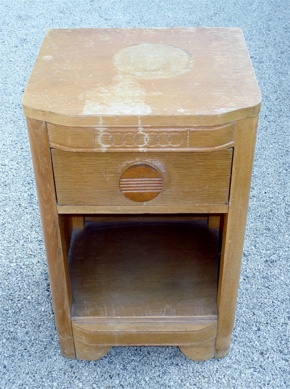 1930s- 1940s Blond Oak Art Deco Night Stand * AS IS