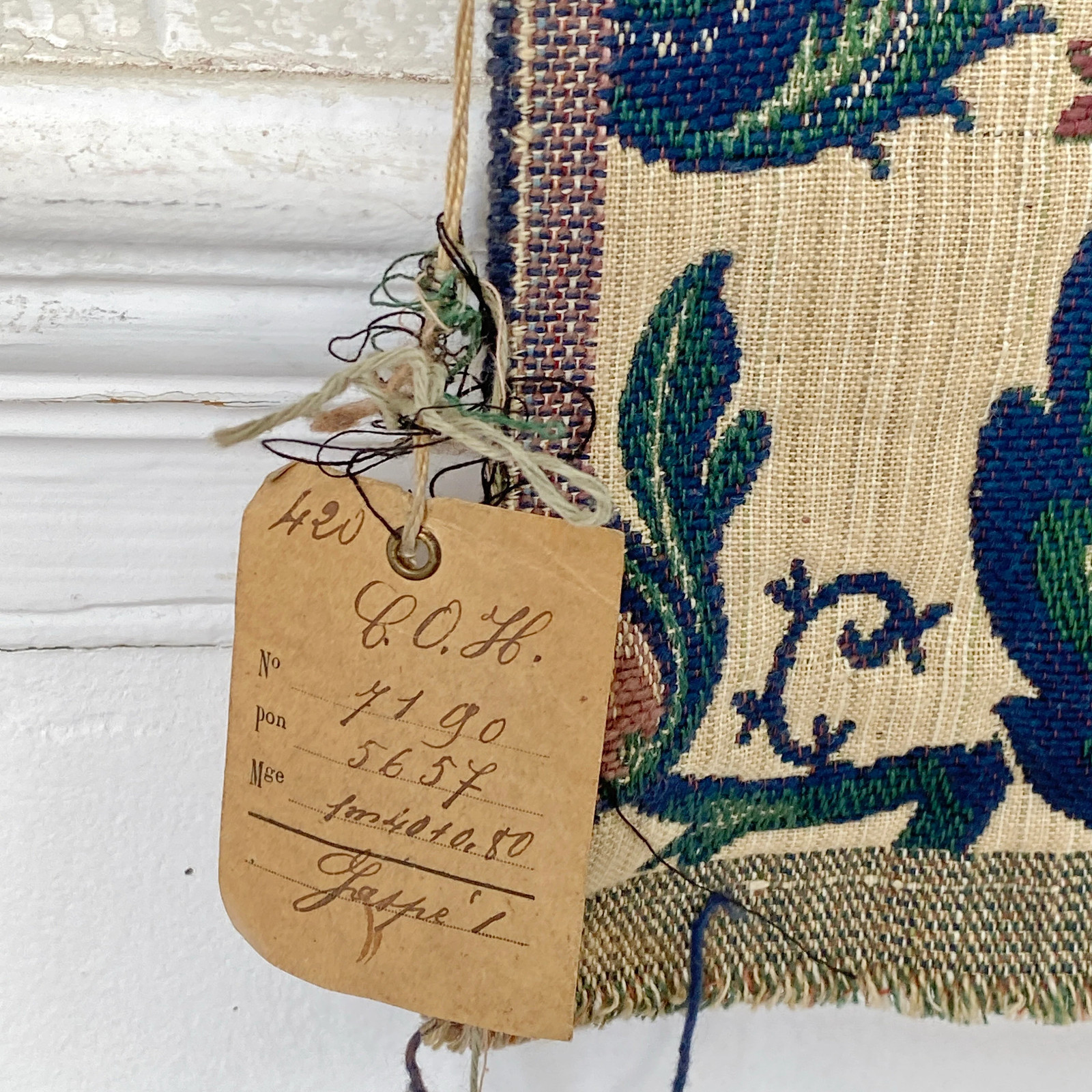 Antique Palampore inspired Indienne 1926 French Jacquard fabric sample UNUSED v