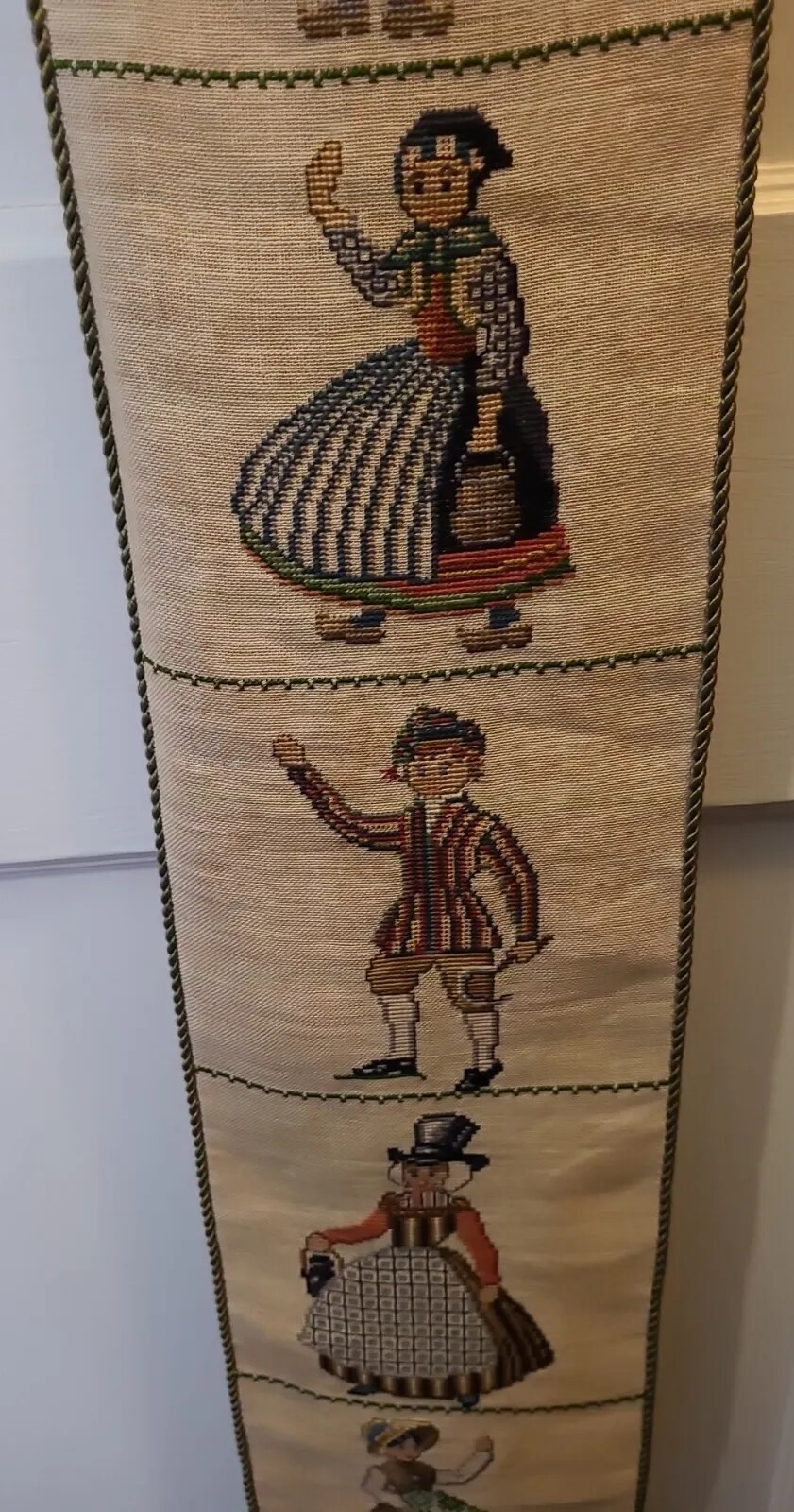 Needle Point Tapestry Of 9 Scenes Of Country Life, 55″ Long Approx.