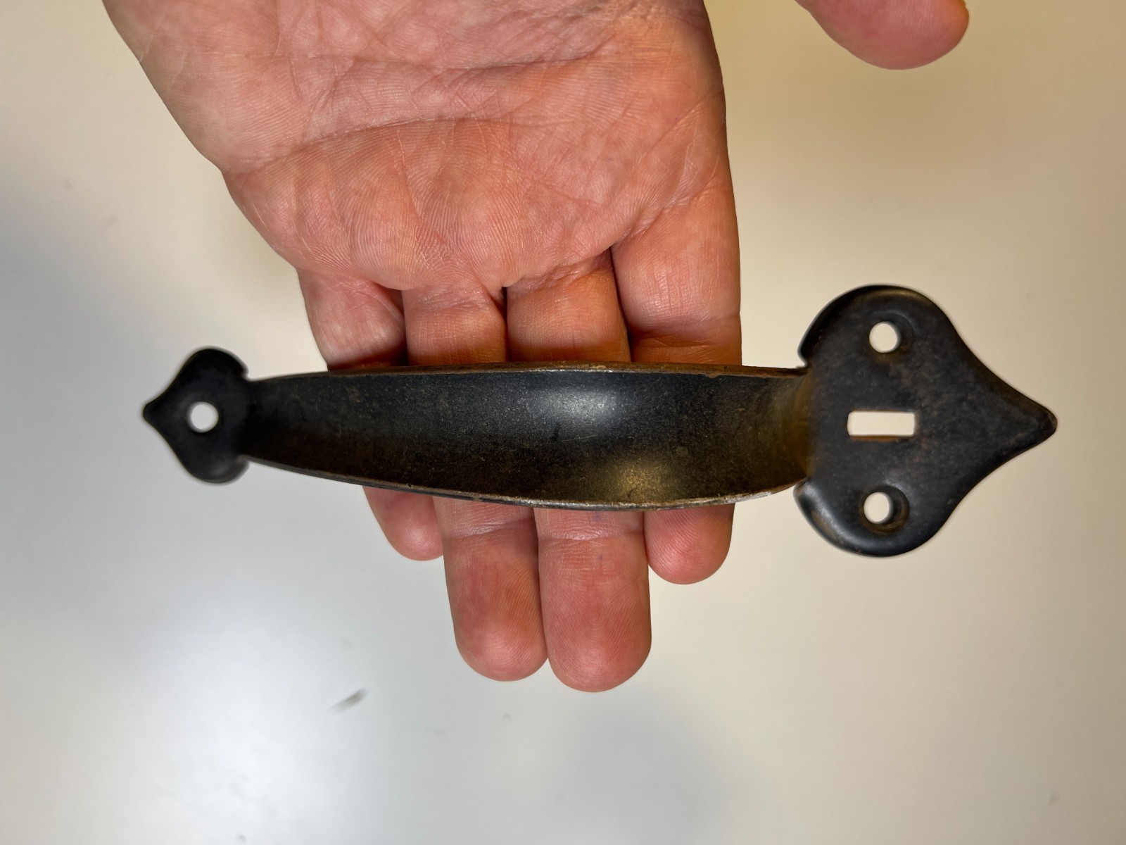 AntiqueSteel Screen Door Pull Teardrop Ends Old Thumb Latch Slot Handle Pull