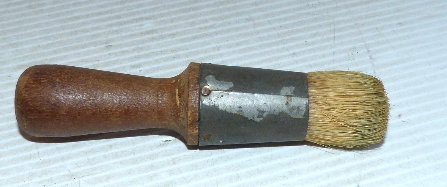 Antique Wood & Tin Paint Brush Marked Estate Find !