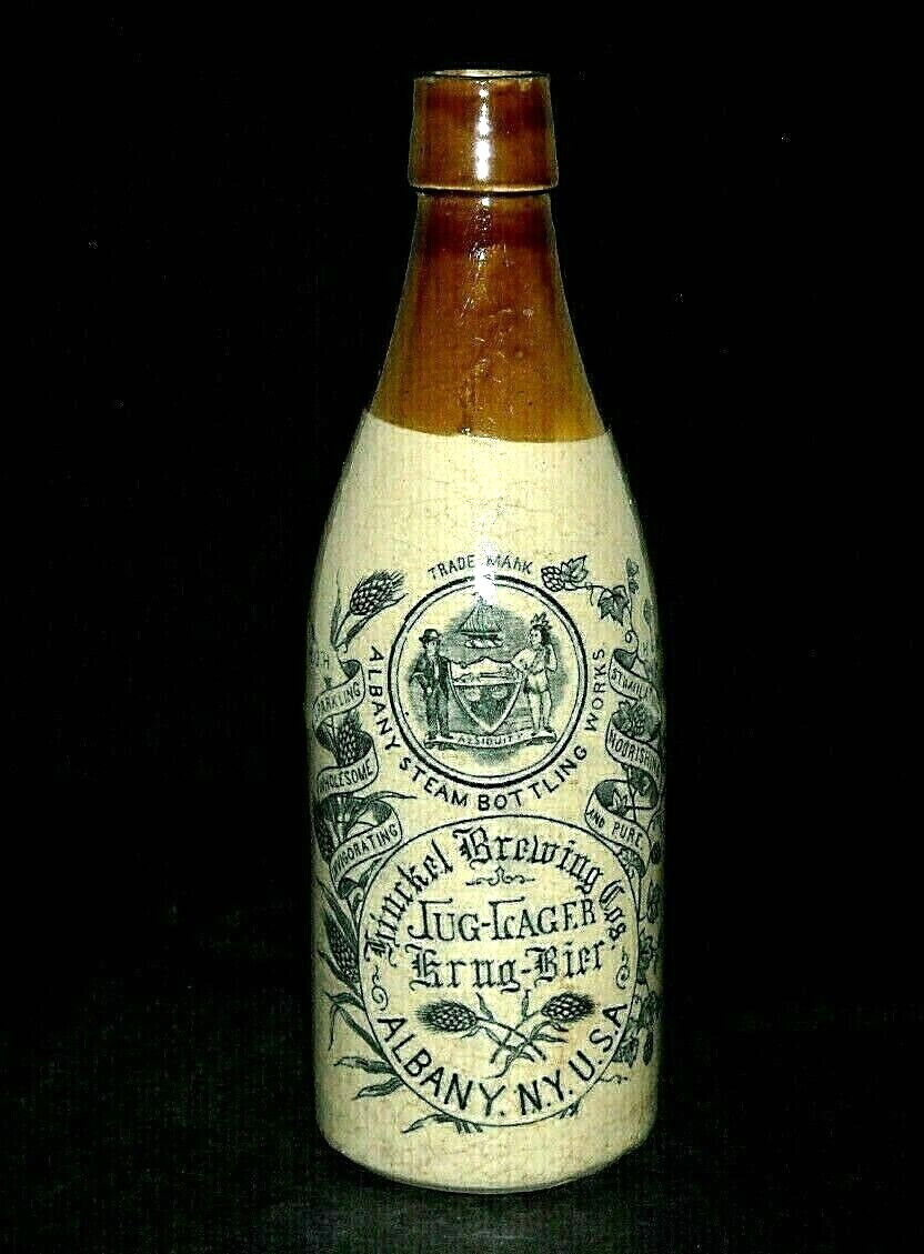 HINCKEL BREWING CO. – ALBANY, NY. Advertising Stoneware Bottle – Bier Beer
