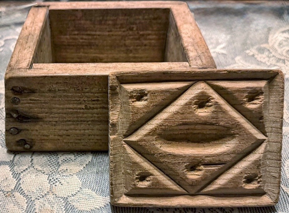 Vintage Wooden Butter Mold Hand Carved Farmhouse Primitive Kitchen Decor