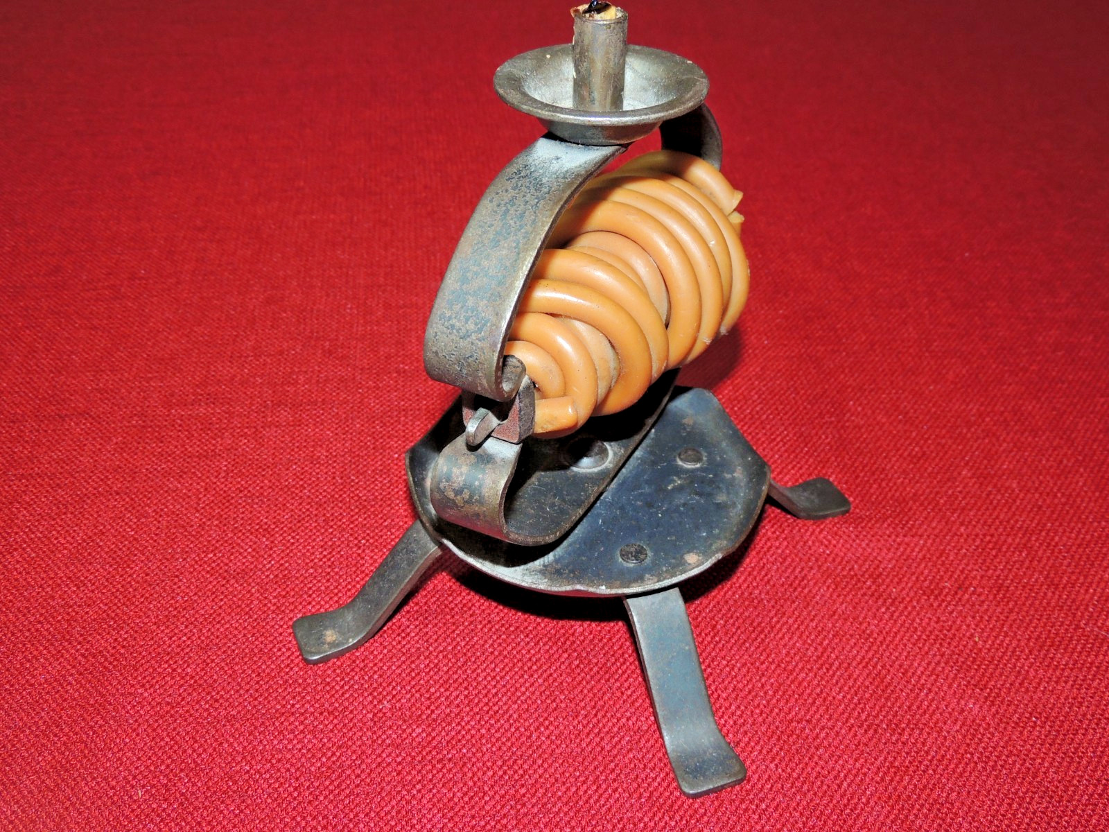 Antique Primitive Spain Made Rotating Wax on a Spit Candle, Unique Working!