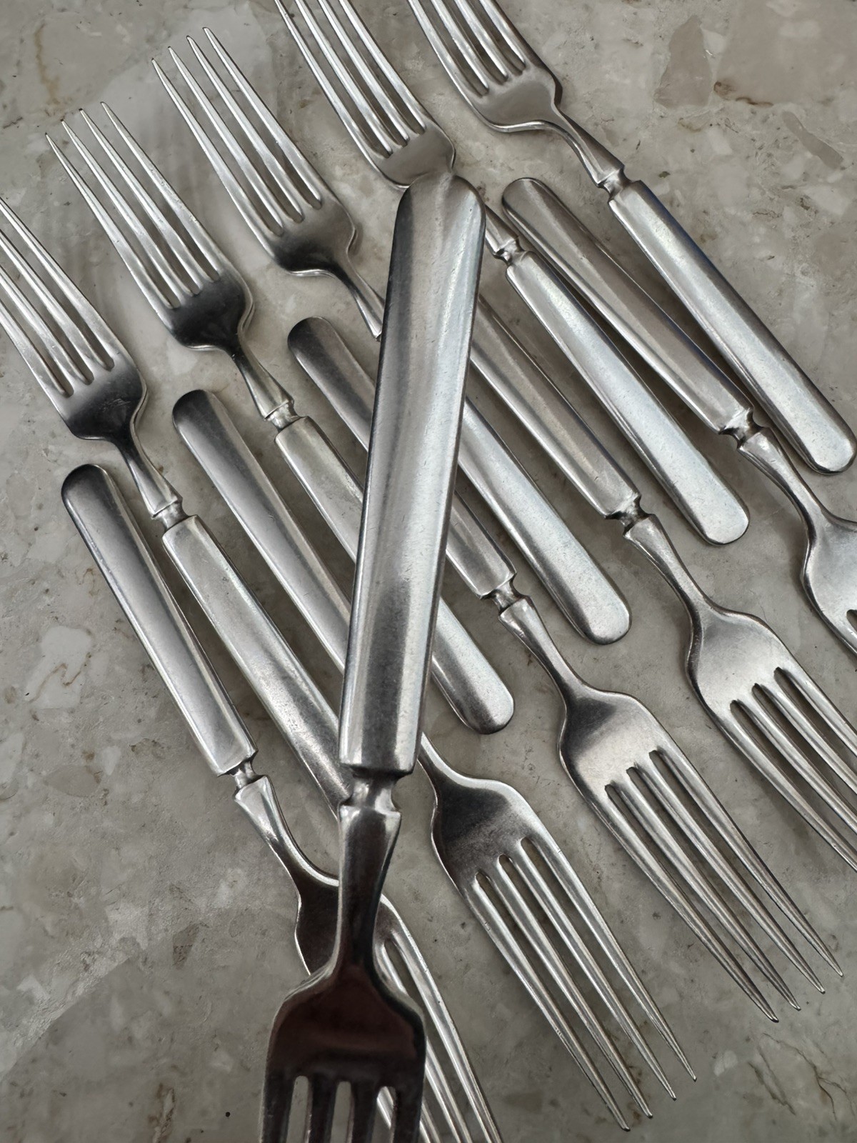 11 Vtg 1835 R Wallace 12 Dwt Silverplate Dinner Forks Plain Rounded Hotel