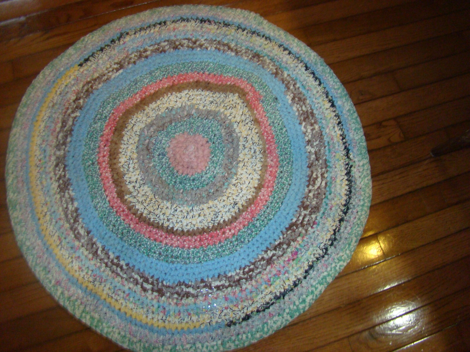 ANTIQUE PRIMITIVE COUNTRY SMALL BRAIDED TABLE TOP MAT FLOOR RUG CARPET COTTON