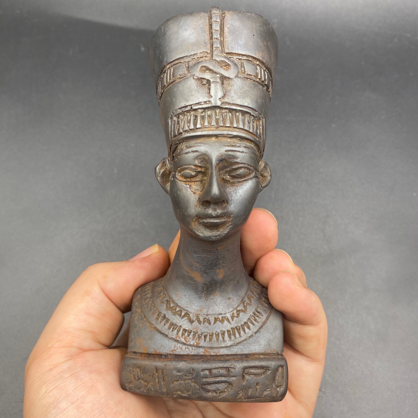 Very Unique Egyptian King Head Bust With Unique Patina