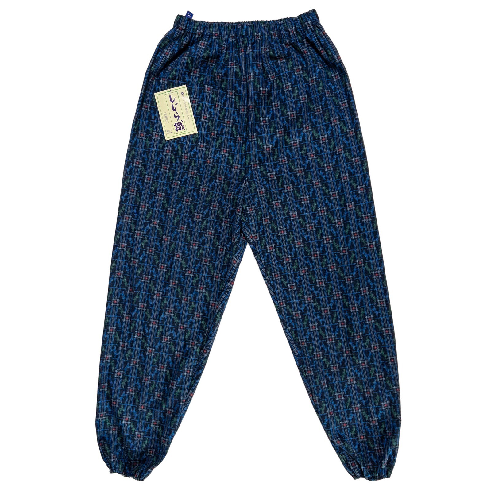 Traditional Japanese Mingei Cotton Shijira-Ori Kasuri Weave Monpe Size X-Large U