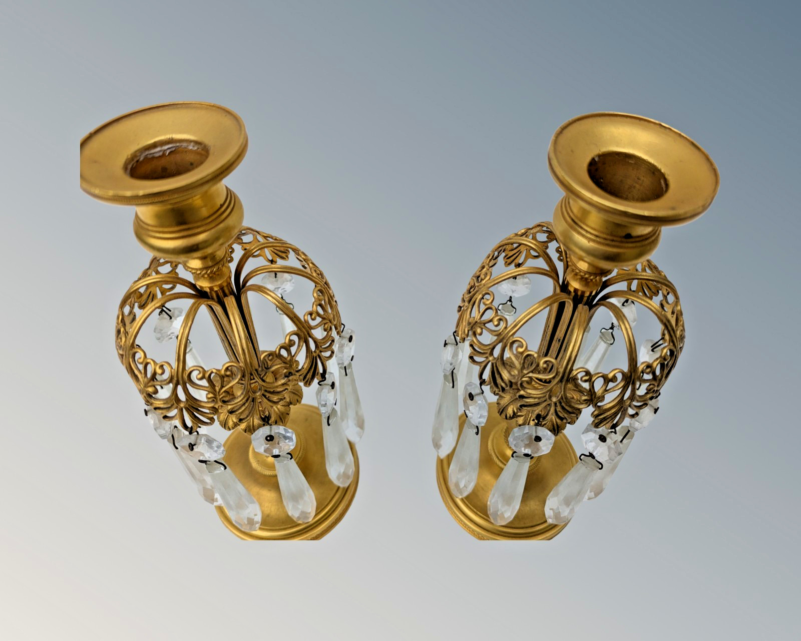 Pair Gilt Bronze Table Lustres