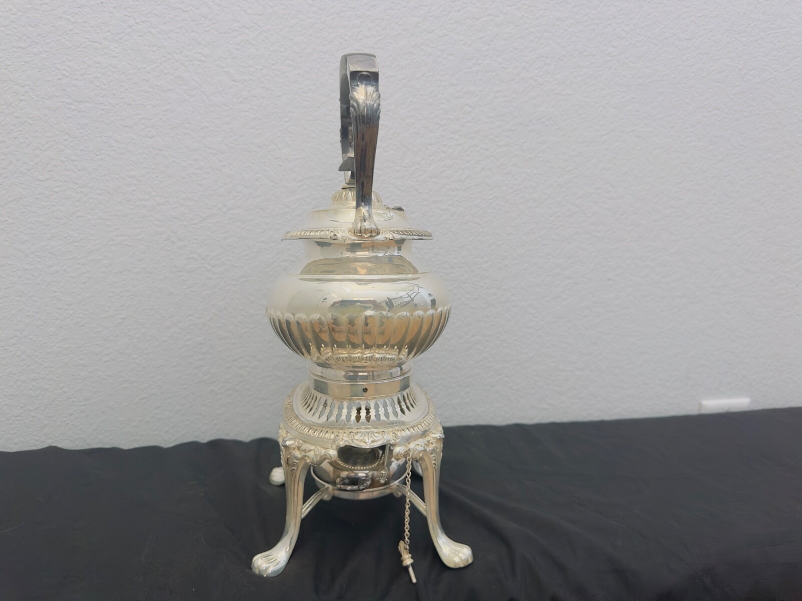 REED & BARTON SILVER PLATED COFFEE/TEA KETTLE WITH BURNER AND STAND