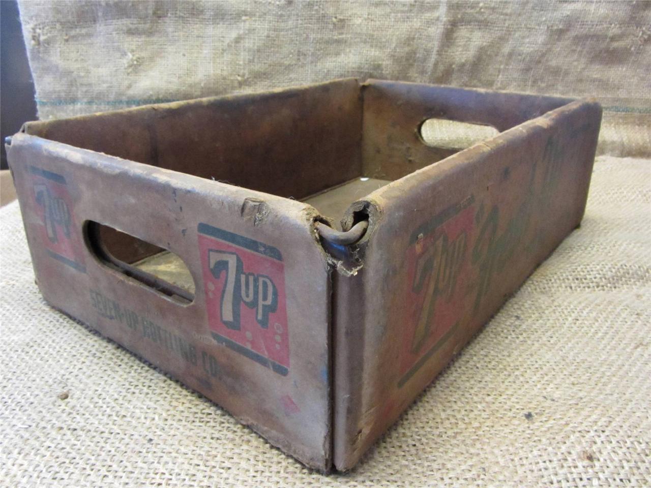 Vintage Cardboard 7UP Crate Antique Old Seven Up Sign Signs Soda Cola 8592