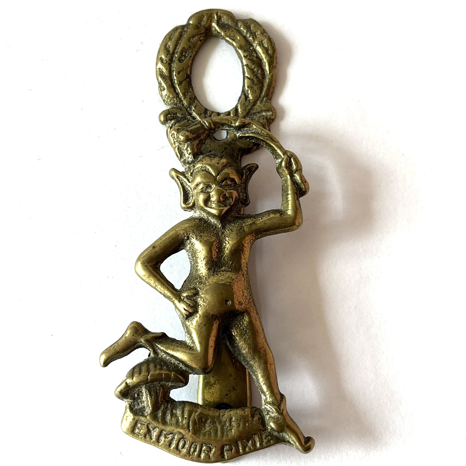 Vintage Solid Brass EXMOOR PIXIE Door Knocker Quirky Fairy Folk Dec Hardware