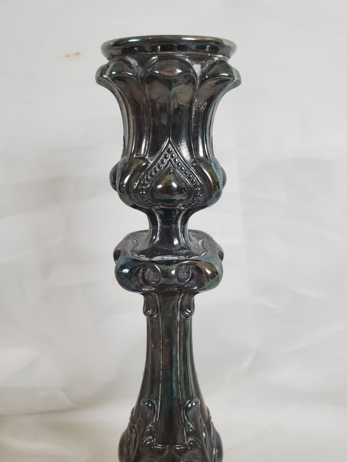 Norblin? Silver Plated Sabbath Candlestick Ornate. Marked GP