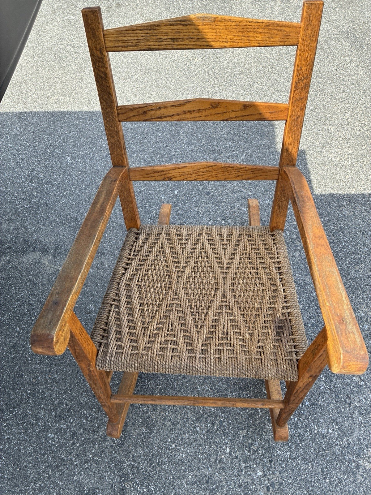 Antique Oak Rush Seat Rocker