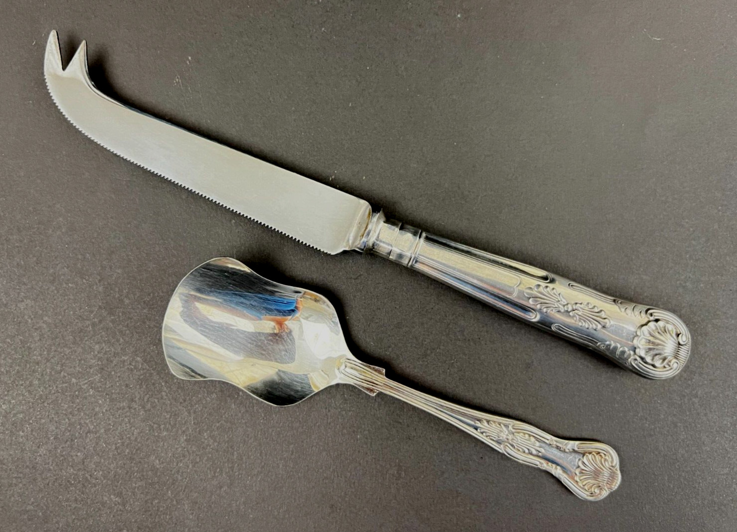 VTG James Lodge Sheffield Silver Plate Shells Cheese Knife & Shovel Sugar Spoon