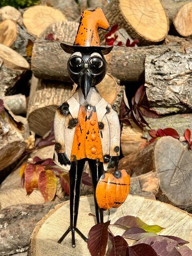 NEW PRIMITIVE CROW FIGURE BLACK METAL FALL HALLOWEEN 12.5″Tx5″WXx4″D Aged RANDY