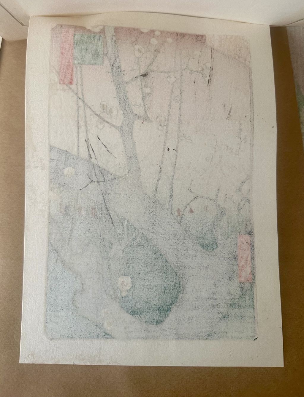 Vintage Utagawa Hiroshige Japanese Woodblock Print Set 4 Matted Prints w/ Folder