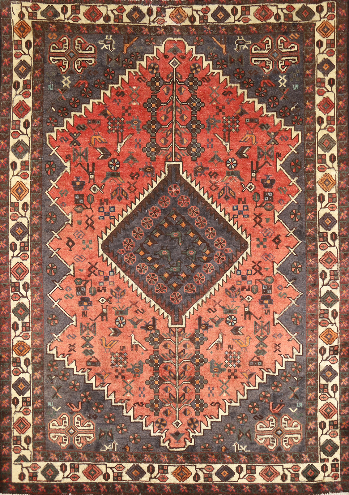 Vintage Tribal Geometric Traditional Rug 5×7 ft Hand-knotted Wool Carpet
