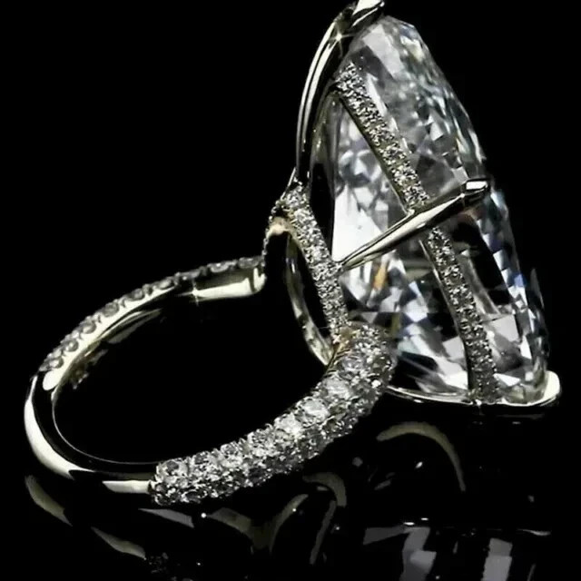4Ct Pear Cut Simulated Diamond Solitaire Engagement Ring 14K White Gold Plated