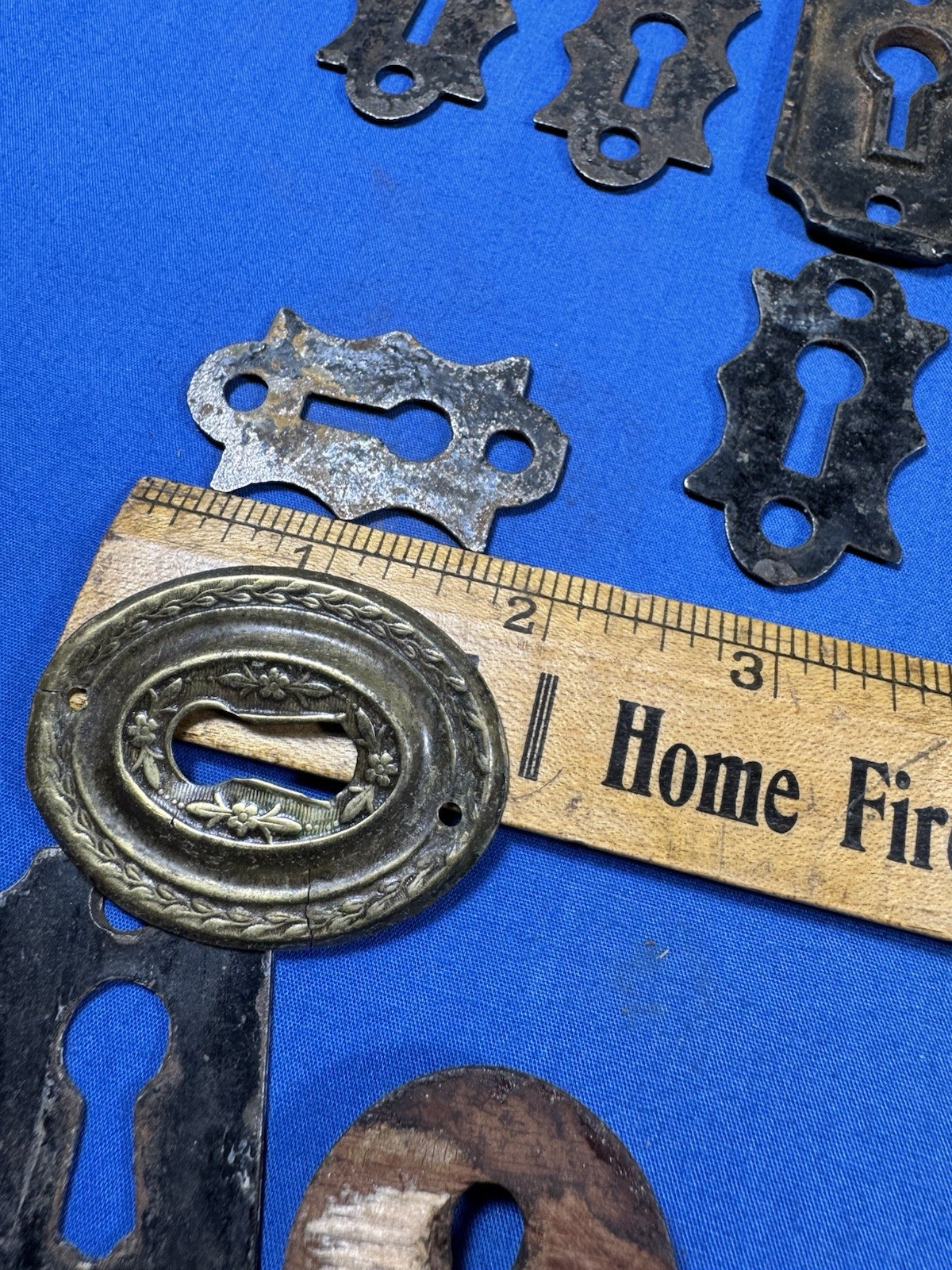 12 Old Keyhole Escutcheons ~ Brass, Iron, Steel Antique & Vintage Door Hardware