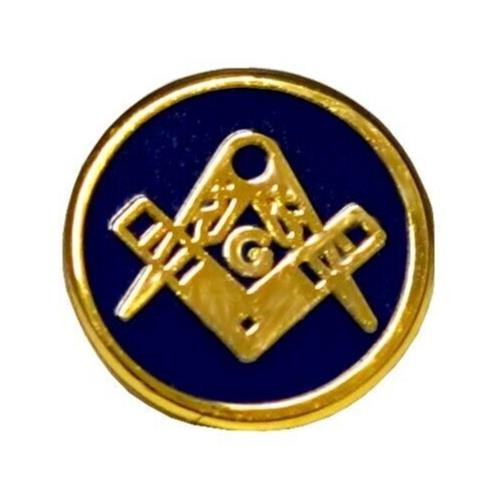 Round Blue and Gold Square & Compasses, G Masonic Freemasons Lapel Pin
