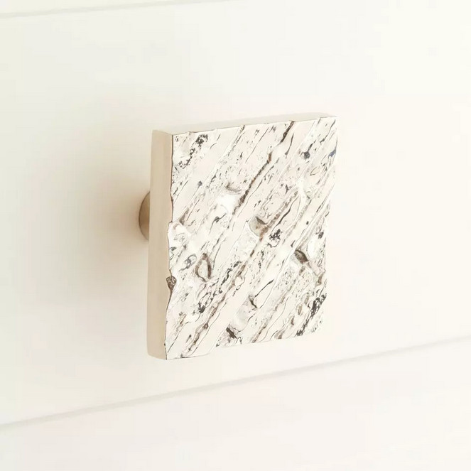 Signature Hardware Brick Pattern Solid Brass Square Cabinet Knob – Satin Nickel