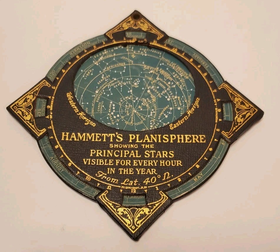 HAMMETTS PLANISPHERE 1890-1920s Antique Star Map Chart Latitude 40 North