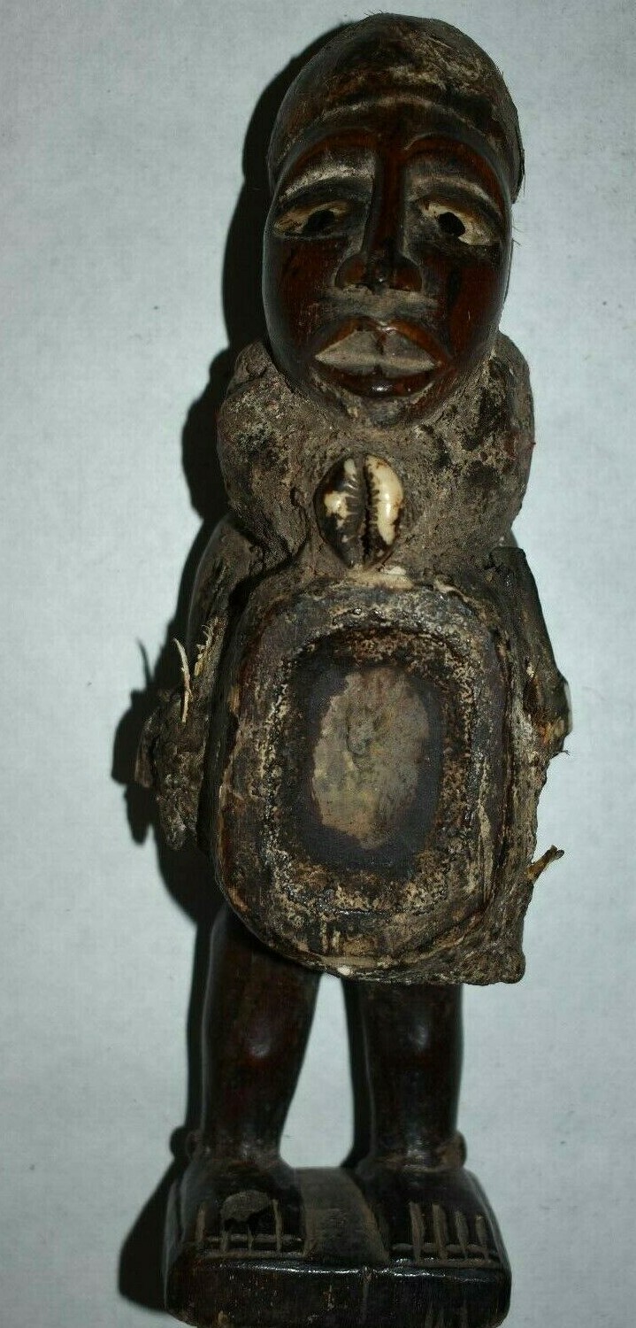 orig $299 BAKONGO NIKISI, GLASS EYES, teeth EARLY 1900S 10″ PROV