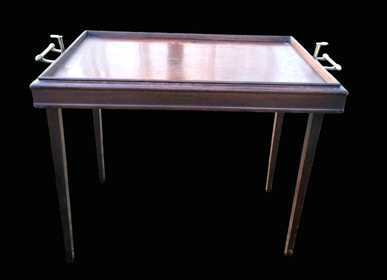 Rare R. R. Scheibe Convertible Table-Tray Nickle Brass Hardware Patented 1926