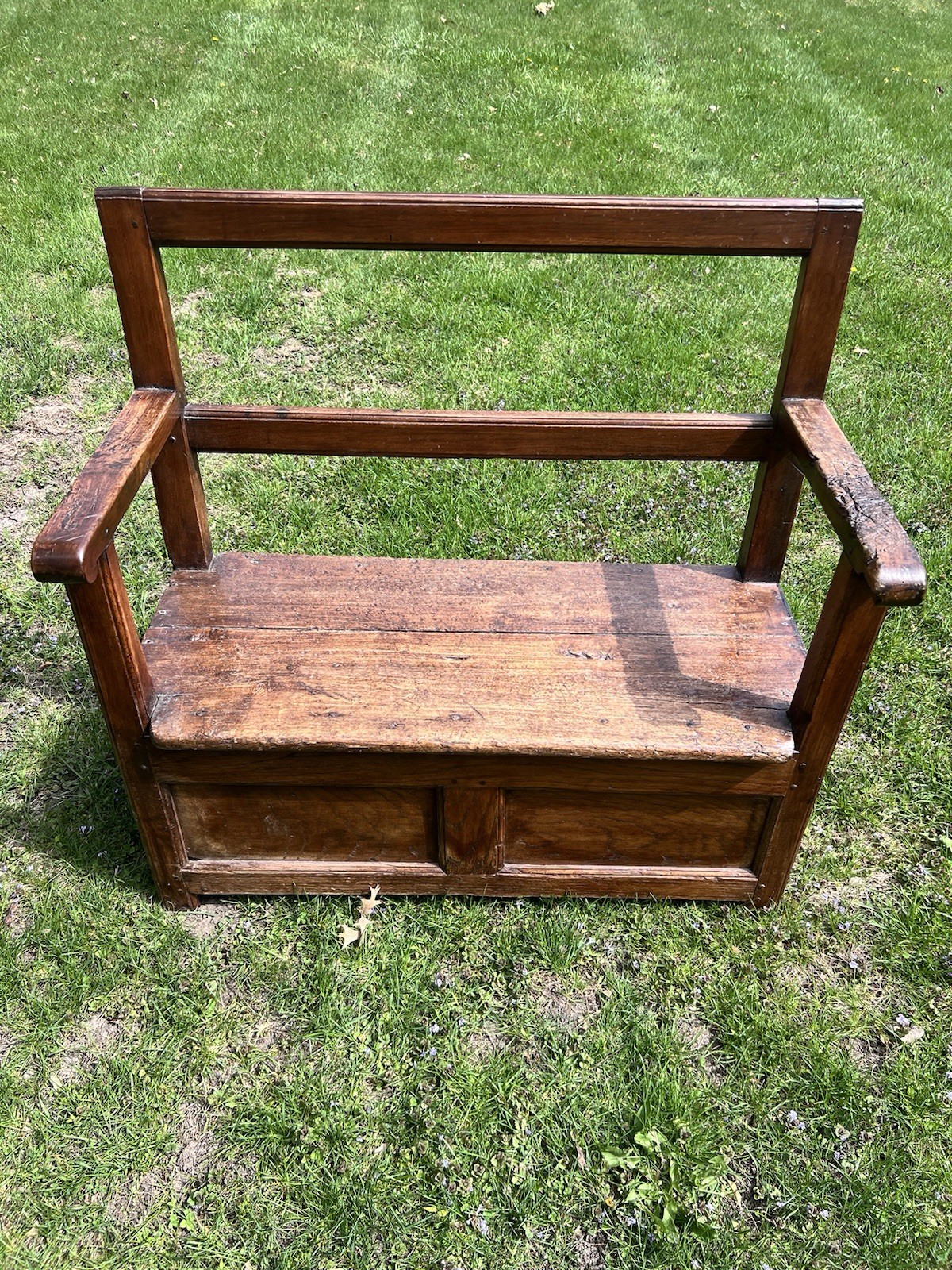 Antique Wooden Wabi Sabi Fire Side Settle Bench With Storage