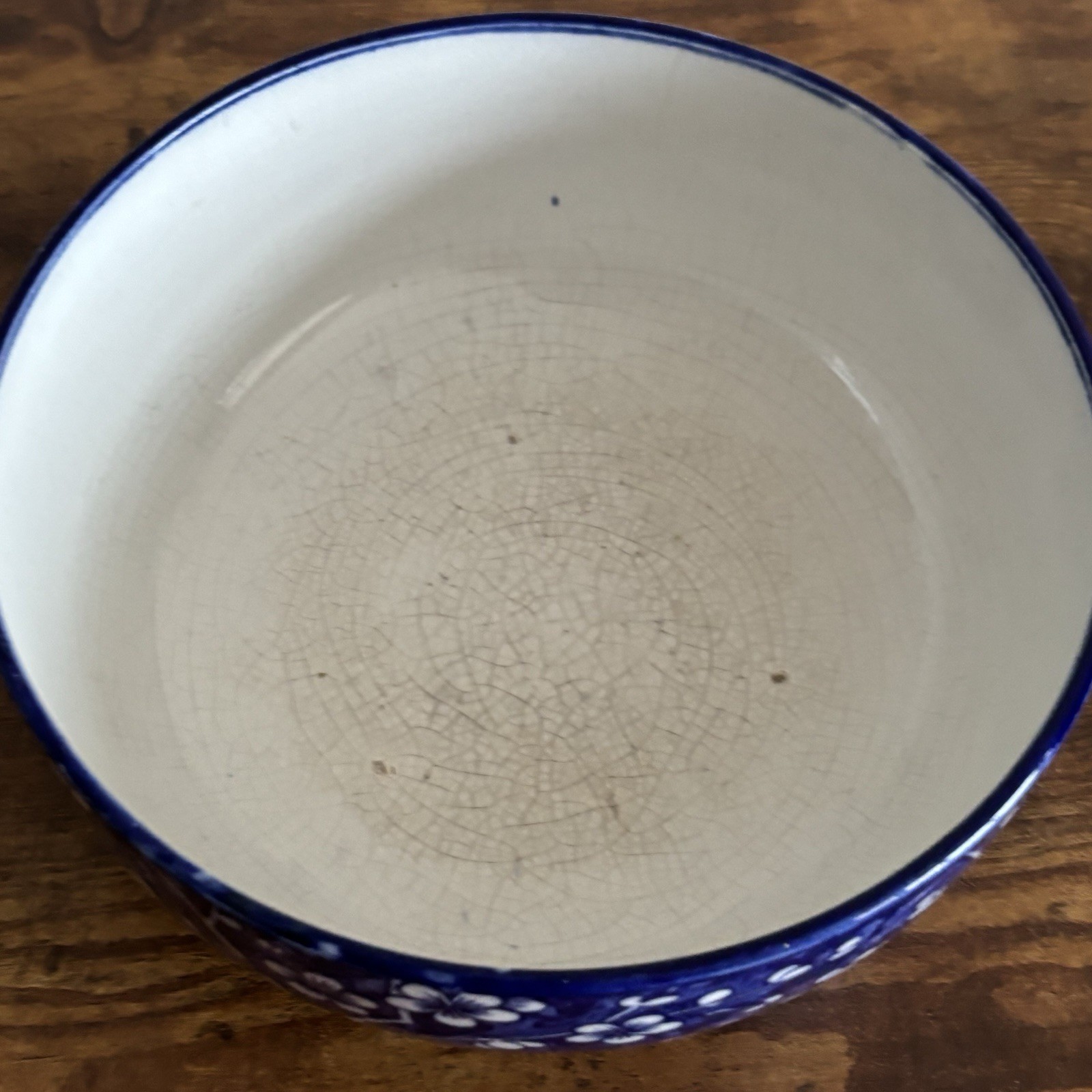 Antique Minton Prunus Transferware Large Salad Or Fruit Bowl Blue And White